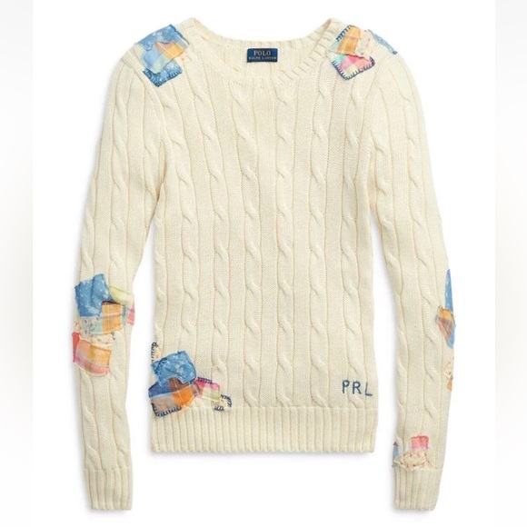 NWT Polo Ralph Lauren Patchwork Cable Knit Pima Cotton Sweater. - Picture 3 of 12